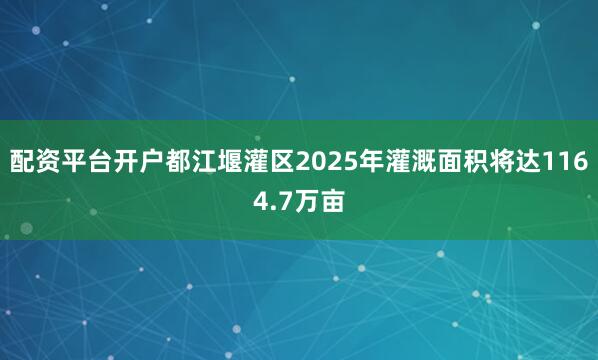 配资平台开户都江堰灌区2025年灌溉面积将达1164.7万亩